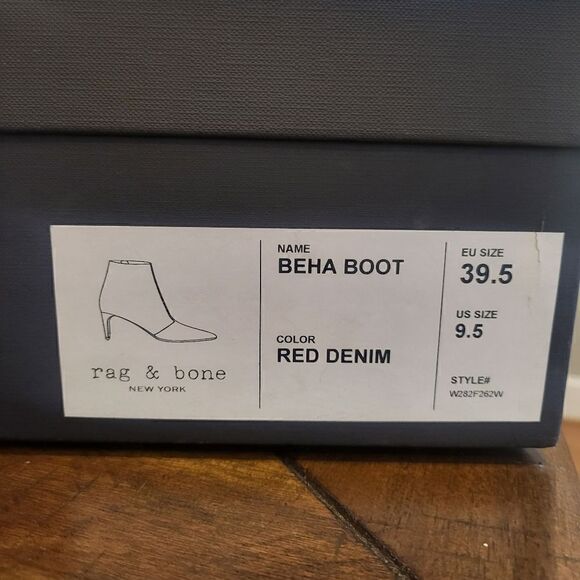 Rag & Bone Beha Boot In Red Denim 9.5 (EU 39.5) - Picture 9 of 11